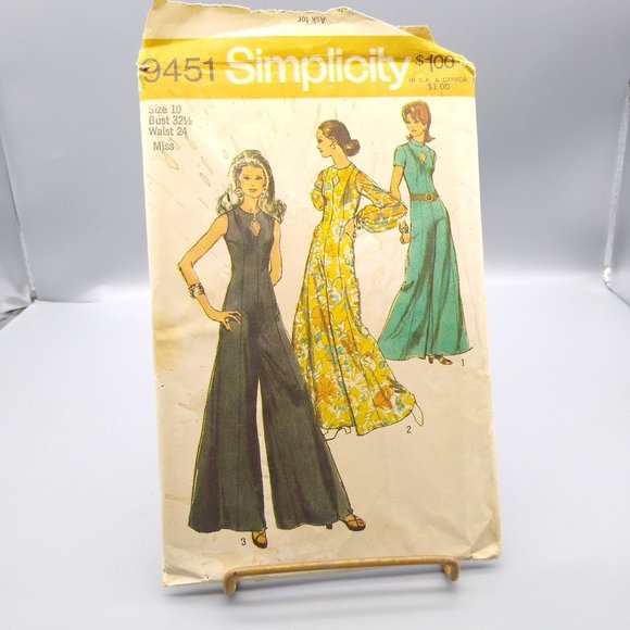Vintage Sewing PATTERN Simplicity 9451, Misses 1971 Jumpsuit, Size 10 - Picture 1 of 2